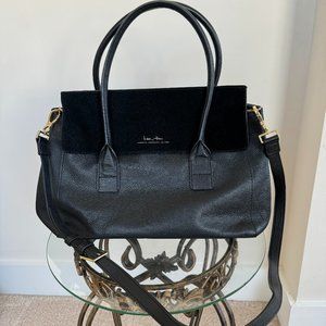 India Hicks Fussy Sarah Tote/Shoulder Bag - Black - Suede/Leather {Gently Used}